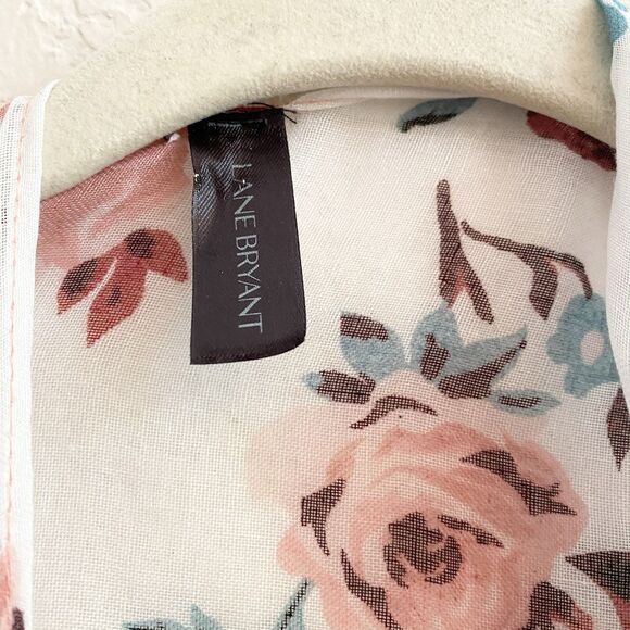 Lane Bryant Pink Floral Cardigan Duster Tassels Kimono One Size Women - Picture 4 of 10